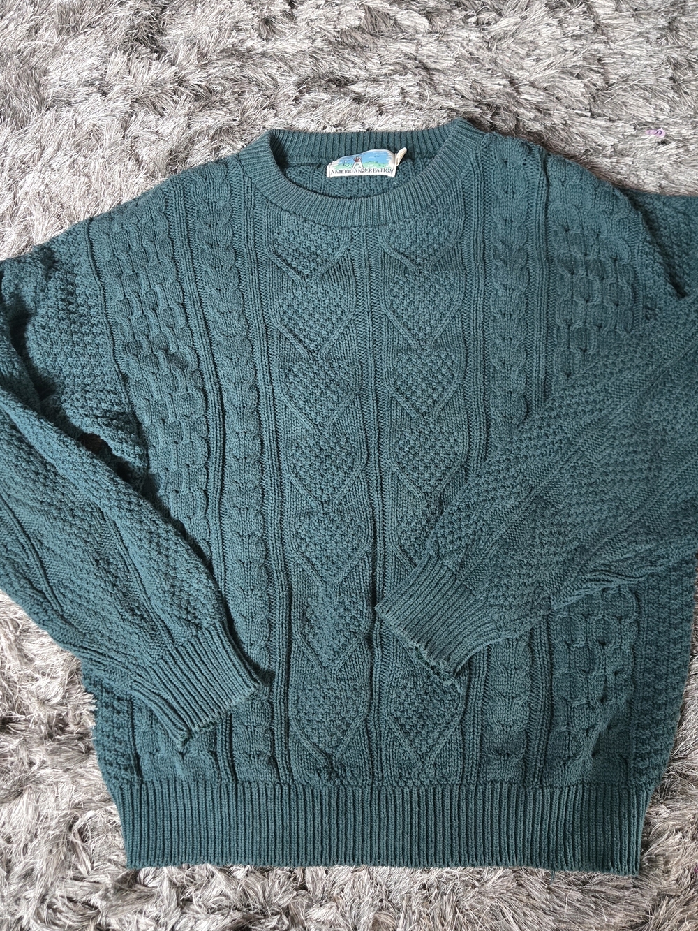Vintage American Creations Forest Green Cable Knit Sweater